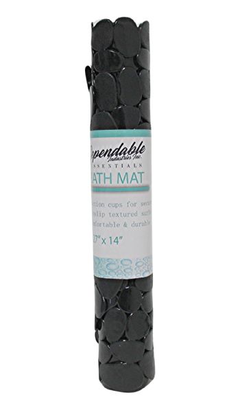 Pebble Oval Bath Mat, 27" X 14" - Elegant Black, AntI-Slip Pvc With Secure Suction Cups For Safety