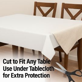 Vinyl Table Pad 52" X 90" CuT-TO-Fit Waterproof Table Protector With Embossed Quilted Design & Flannel Backing