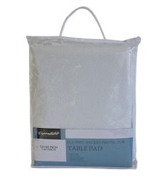 Vinyl Table Pad 52" X 90" CuT-TO-Fit Waterproof Table Protector With Embossed Quilted Design & Flannel Backing