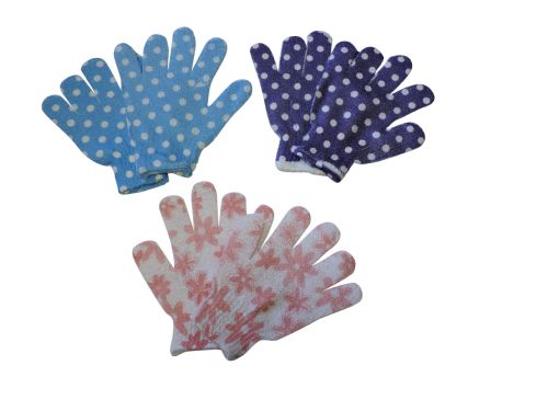 Printed Exfoliating Bath Gloves Assorted Colors And Prints
