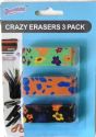 Wholesale Crazy Fashion Pencil Erasers 3 Pack