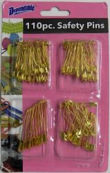 Wholesale 110 Piece Gold Plated Safety Pins