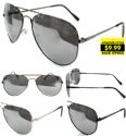 Wholesale Metal Aviator Sunglasses with Silver Mirror Lenses
