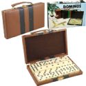 Wholesale Domino Double Six - Ivory and Black Tilex with Metal Spinners in Deluxe Travel Case