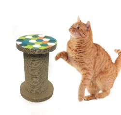 Wholesale 10 Inch Corrugated Cat Scratch Post Pet Toy with Bell Inside