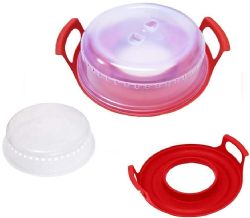 Wholesale Set of 2 Microwave Plate Covers with Adjustable Steam Vents and Plate Caddy Set