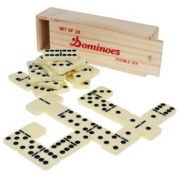 Wholesale Double Six Dominoes Set of 28 Pieces in Wooden Storage Box