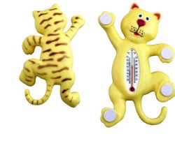 Wholesale Smiling Cat Shape Outdoor Window Thermometer Self Adhesive Legs 6.75 Inch