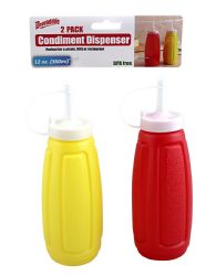 Wholesale 2 Piece Plastic Squeeze Mustard Ketchup Salad Dressing Condiment Set 12 Ounce BPA Free