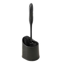 Wholesale Comfort Rubber Ergonomic Grip Black Toilet Bowl Brush Under Rim Lip Brush and Storage Caddy for Bathroom