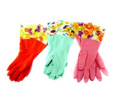 Wholesale Decorative Boutique Latex Cleaning Dishwashing Gloves With Fancy Cuff