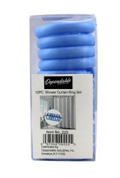 Wholesale Shower Curtain Hooks 12 Pack Fits All Standard Size Shower Rods Blue