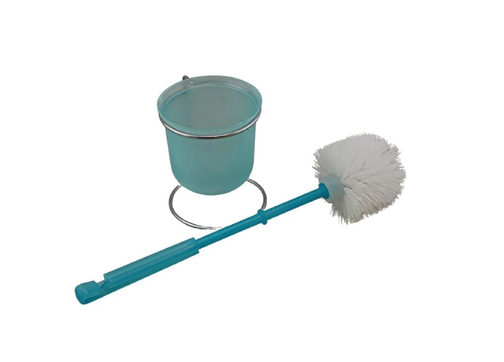 Compact Metal And Plastic Toilet Brush Set Sky Blue at