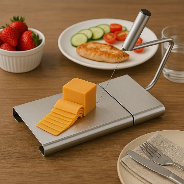 Stainless Steel Cheese Slicer Board Multifunctional Butter Cutter Meats Loaf Bread With 5 Replacement Wires