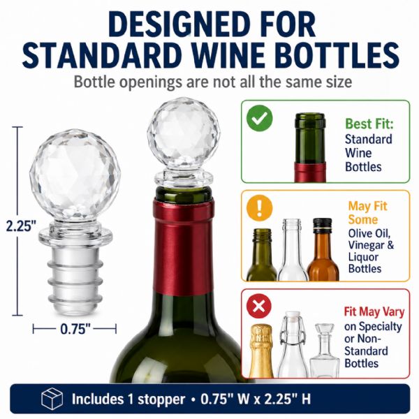 Wholesale Acrylic Wine Bottle Stopper Crystal Clear with Airtight Silicone Seal