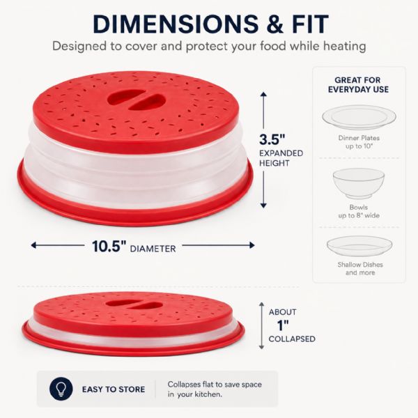 Wholesale Silicone Folding Collapsible Microwave Cover Splatter Screen Red