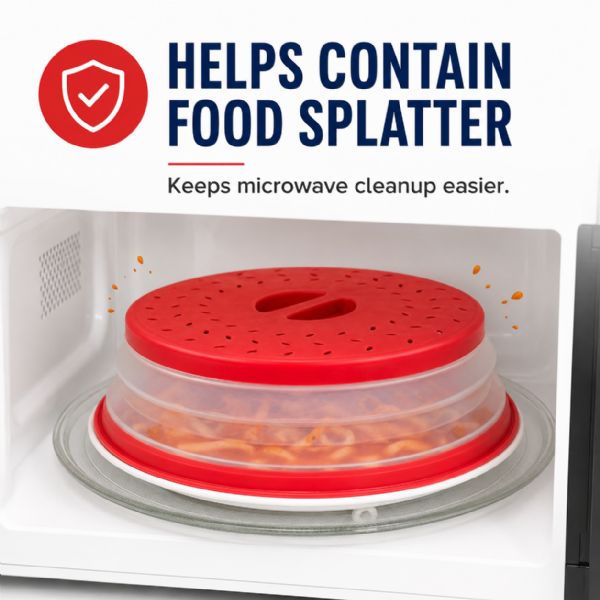 Wholesale Silicone Folding Collapsible Microwave Cover Splatter Screen Red