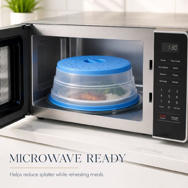 Wholesale Collapsible Microwave Splatter Guard Cover Blue