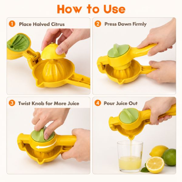 Wholesale Lemon Squeezer With Twist Reamer Yellow Bpa Free Plastic