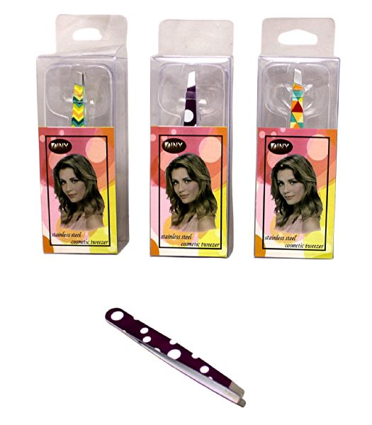 Wholesale Printed Stainless Steel Eyebrow Slanted Tweezer