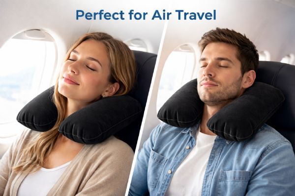 Wholesale Inflatable Travel Neck Cushion Pillow - Supports Head & Neck, Soft Velvet Ergonomic Feel