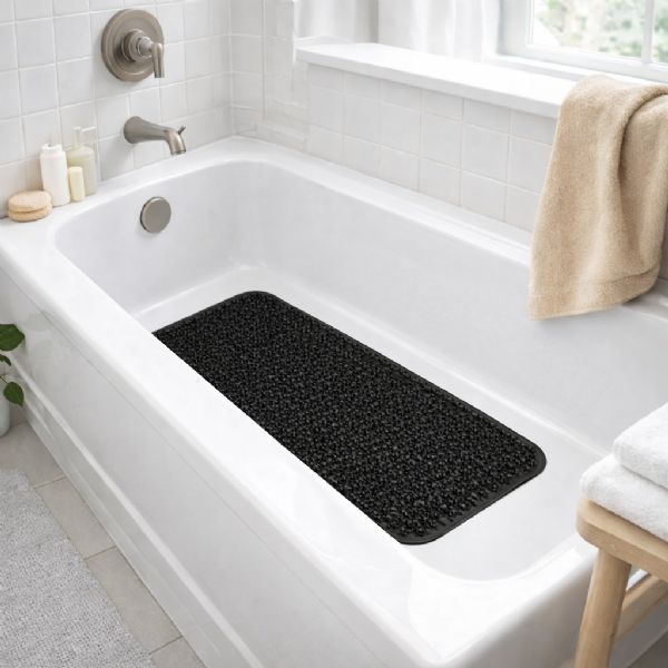Wholesale Grass Textured Grass Foot Scrubber Shower Bath Mat AntI-Slip 24.5" X 13.5" Black