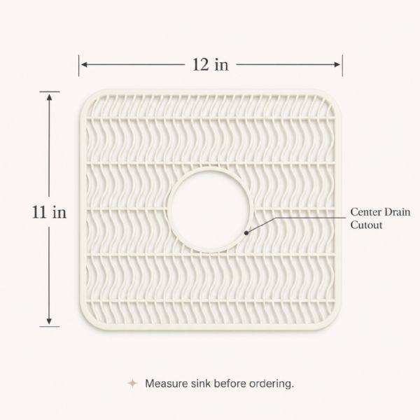 Wholesale 2 Pack Plastic Sink Protector Mat With Center Drain Cutout Ivory 11"x12"