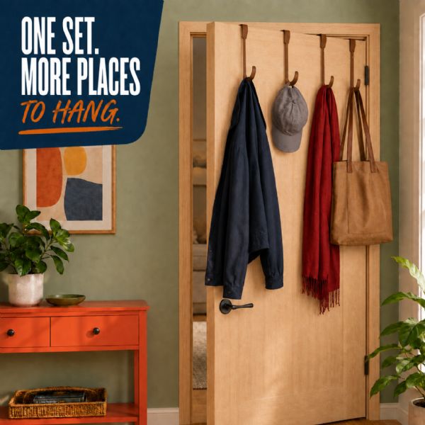Wholesale 4-Pack Plastic Over The Door Hooks Brown