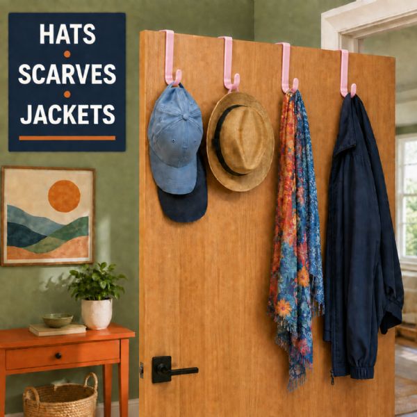 Wholesale 4-Pack Plastic Over The Door Hooks Pink