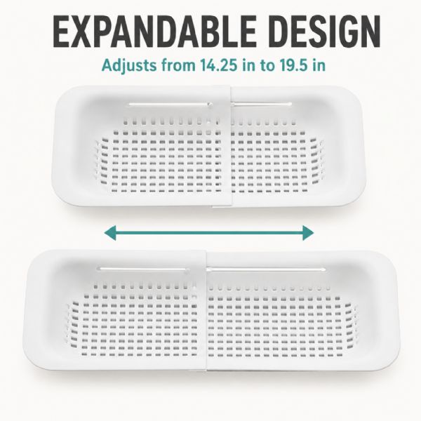 Wholesale Over The Sink Extendable Colander Collapsible Plastic Fruit Vegetable Pasta Spaghetti Strainer Drainer Multi Purpose Basket For Kitchen Bpa Free Food Grade White