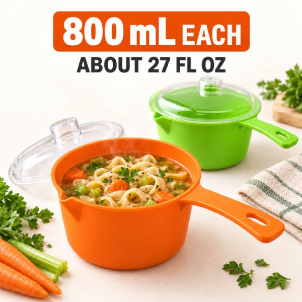 Wholesale Set Of 2 Microwave Saucepan With Lid Store Heat And Eat 800ml Each
