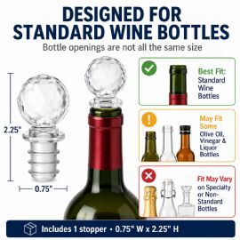 Wholesale Acrylic Wine Bottle Stopper Crystal Clear with Airtight Silicone Seal