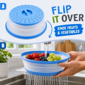 Wholesale Collapsible Microwave Splatter Guard Cover Blue
