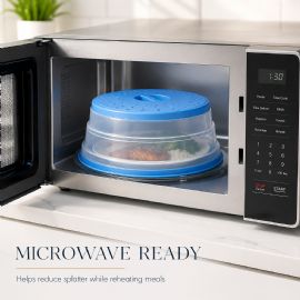Wholesale Collapsible Microwave Splatter Guard Cover Blue