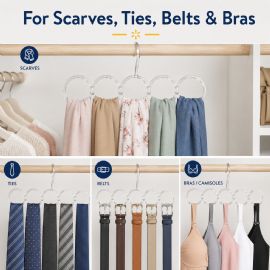5-Hole SnaG-Free Scarf Hanger - Durable Plastic Storage Solution For Scarves, Belts, Jewelry, And More