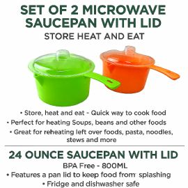 Wholesale Set Of 2 Microwave Saucepan With Lid Store Heat And Eat 800ml Each