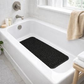 Wholesale Grass Textured Grass Foot Scrubber Shower Bath Mat AntI-Slip 24.5" X 13.5" Black