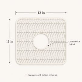 Wholesale 2 Pack Plastic Sink Protector Mat With Center Drain Cutout Ivory 11"x12"