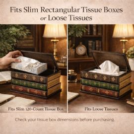 Wholesale Antique Book Style Tissue Holder With Decorative Stacked Books Design