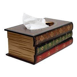 Wholesale Antique Book Style Tissue Holder With Decorative Stacked Books Design