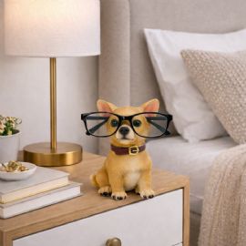 Wholesale Eyeglass Holder For Nightstand Or Desk Decorative Resin Glasses Holder Figurine Chihuahua