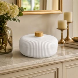 3-Section Ribbed Divided Serving Dish With Lid