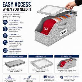 Foldable Closet Storage Organizer Box Hat Box, Gloves Scarfs