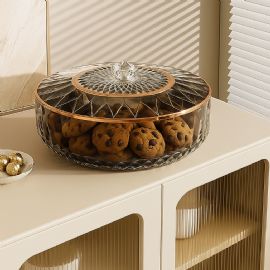 Clear Divided Snack Serving Tray With Lid 6-Compartment Party Platter With Rose Gold Accent Lines