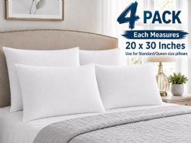 4 Pack Waterproof Zippered Pillow Protectors, Standard/queen 20 X 30 Inch