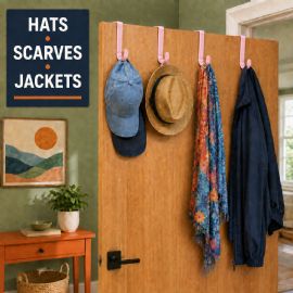 Wholesale 4-Pack Plastic Over The Door Hooks Pink