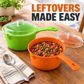 Wholesale Set Of 2 Microwave Saucepan With Lid Store Heat And Eat 800ml Each
