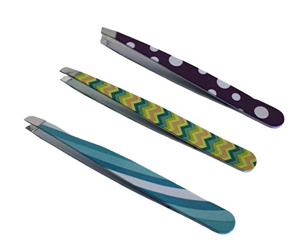 Wholesale Printed Stainless Steel Eyebrow Slanted Tweezer