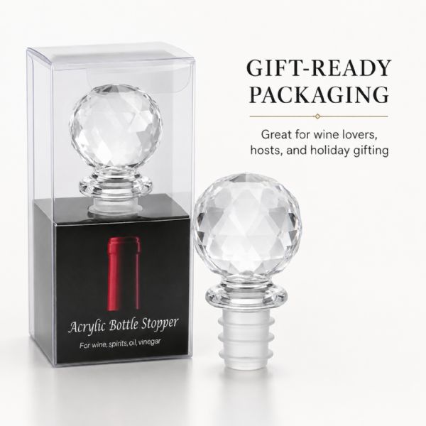 Wholesale Acrylic Wine Bottle Stopper Crystal Clear with Airtight Silicone Seal