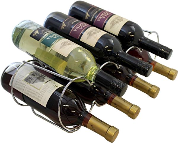 Wholesale Silver Chrome Stackable Table Top Wine Rack Each Holds 4 Bottles